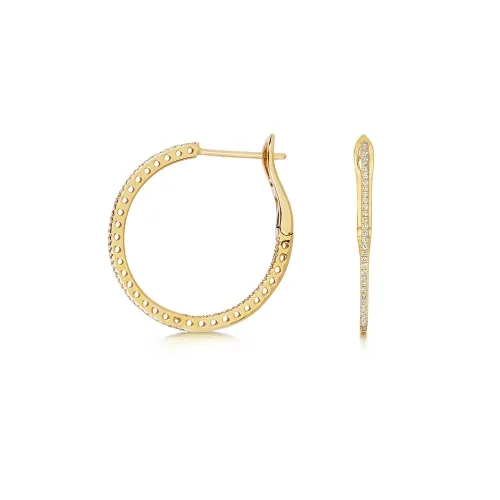 Diamond Hoop Earrings For Women 24MM 0.25ct 18CT GOLD